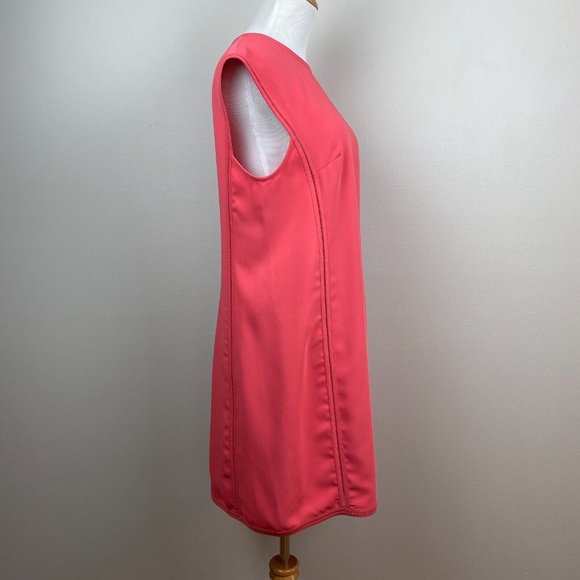 Reiss Mini Dress 8 Coral Pink Aura Stitch Detail Sleeveless Back Zip Cocktail - Picture 2 of 9